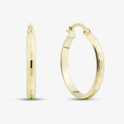 9ct Yellow Gold 20mm Medium Patterned Hoop Earrings E-HTDC-320-9Y