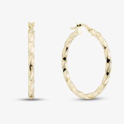 9ct Yellow Gold Twisted 25mm Hoop Earrings OR43325