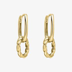 9ct Yellow Gold Rope Twist Double Drop Hoop Earrings GE2539