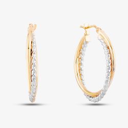 9ct Two Colour Gold Double Hoop Earrings ER947