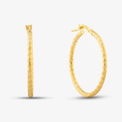 9ct Yellow Gold 30mm Diamond Cut Creole Earrings 1.53.4819