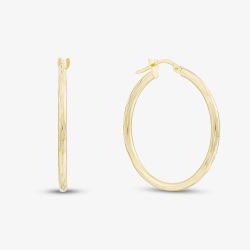 9ct Yellow Gold 30mm Diamond Cut Creole Earrings 1.53.4819