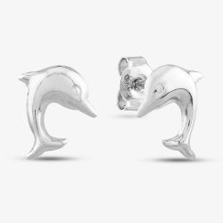 9ct White Gold Dolphin Stud Earrings 5-55-0251