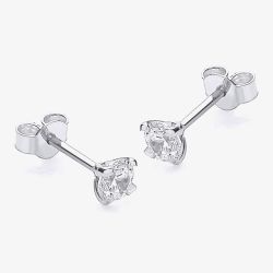 9ct White Gold 4mm Round Cubic Zirconia Stud Earrings 5-58-6319