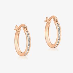 9ct Rose Gold Cubic Zirconia Hoop Earrings 5.58.8369
