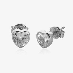 9ct White Gold Cubic Zirconia Heart Stud Earrings 5.57.0183