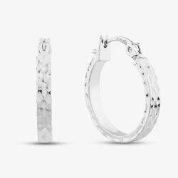 9ct White Gold Diamond Cut Hoop Earrings 5.51.1569
