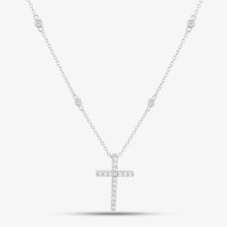 Silver Pavé Cubic Zirconia Cross Pendant Chain 8.18.9490