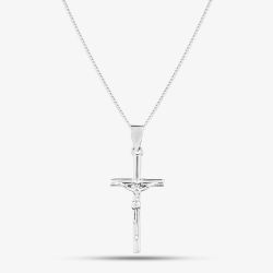 Silver Cross & Christ Pendant CZP CROSS N2326 (BK)