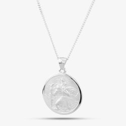 Silver St Christopher Round Necklace P30-8042-SC1620