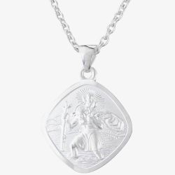 Sterling Silver St Christopher Square Necklace P30-8020-SC1318
