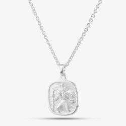 Silver Double-Sided St Christopher Square Necklace P30-8035-SC1118
