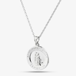 Sterling Silver Round St. Christopher Pendant SJR1013xCH18R1