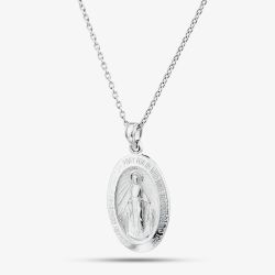 Sterling Silver Oval St. Mary Pendant SJR1023xCH18R1