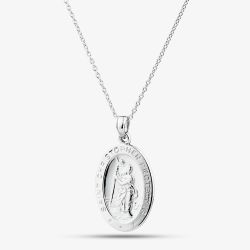 Sterling Silver Oval St. Christopher Pendant SJR1015xCH18R1