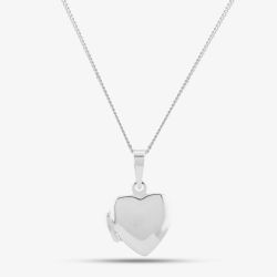 Sterling Silver Plain Heart Locket Necklace P3530 N2326