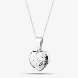 Silver Engraved Heart Locket L17E150408 N2326