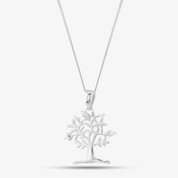 Sterling Silver Cubic Zirconia Tree Necklace 8.68.4622