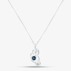 Sterling Silver Round Blue Topaz Pendant P4844T N2323
