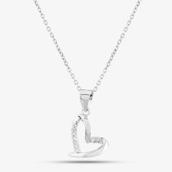 Sterling Silver Cubic Zirconia Offset Heart Pendant N611053