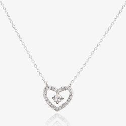 Sterling Silver Cubic Zirconia Double Pave Hearts Pendant N611096