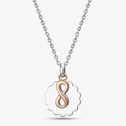 Sterling Silver Two Tone Flower & Infinity Necklace 2THB009306