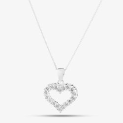 Sterling Silver Open Heart Crystal Pendant 8.62.8584