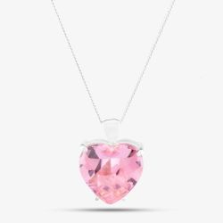 Sterling Silver 15mm Pink Crystal Heart Pendant 8.62.5642