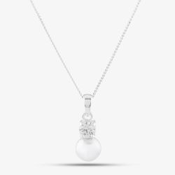 Sterling Silver Crystal Pearl Drop Pendant 8.63.3994