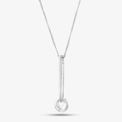 Sterling Silver Cubic Zirconia Bar and Open Circle Necklace PP04051CZ