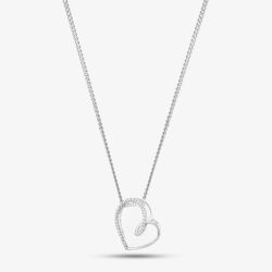 Sterling Silver Cubic Zirconia Open Swirl Heart Necklace 247/298 8.13.0034