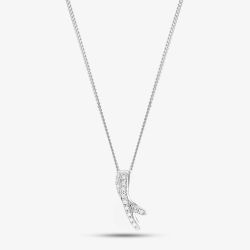 Sterling Silver Cubic Zirconia Two Row Crossover Necklace DJP915 8.13.0034