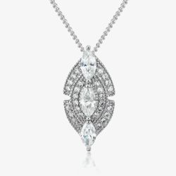 V Jewellery Silver Marquise Pendant 3052