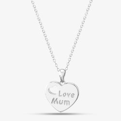 Silver Love Mum Heart Cut Out Pendant Necklace SP04061A