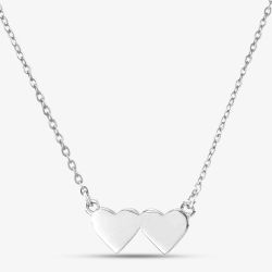 Silver Plain Double Heart Necklace NC01104A
