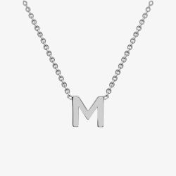 Sterling Silver Rhodum Plated Letter M Necklace 8.19.0162