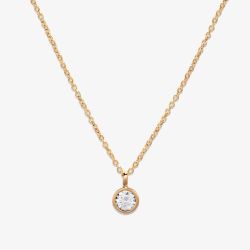 Unique Gold Plated Round Cubic Zirconia Pendant Necklace MK-898GO