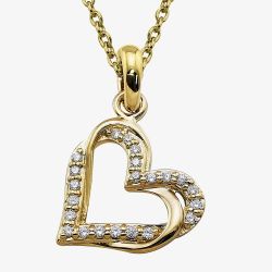 Unique Gold Plated Double Heart Cubic Zirconia Pendant Necklace MK-954GO
