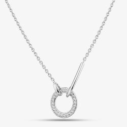 Sterling Silver Cubic Zirconia Hook Line Pendant MK-1073