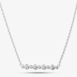 Sterling Silver Cubic Zirconia Shaped Bezel Bar Pendant MK-1072