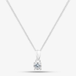 Silver 4mm Round Cut Cubic Zirconia Pendant PRD4 N2326 (BK)