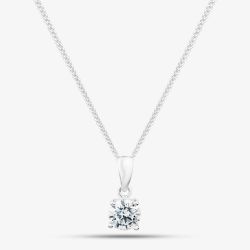 Silver 5mm Round Cut Cubic Zirconia Pendant PRD5 N2326 (BK)