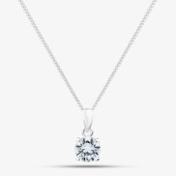 Silver 6mm Round Cut Cubic Zirconia Pendant PRD6 N2326 (BK)