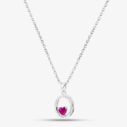 Sterling Silver Heart Shaped Pink Cubic Zirconia Oval Pendant AP16600Z-RSY/R