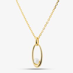 Yellow Gold Tone Plated Sterling Silver Freshwater Pearl Oval Pendant AP14295WFM/G