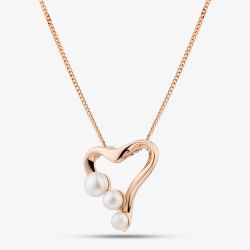 Rose Gold Tone Plated Sterling Silver Freshwater Pearl Heart Pendant 05S2AZP634607