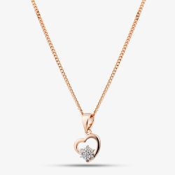 Rose Gold Tone Plated Sterling Silver Open Heart & Cubic Zirconia Flower Pendant 05S2AZP607908