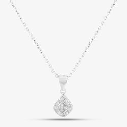 Silver Pave Cushion Necklace E610666-P
