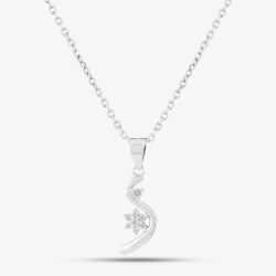Silver Cubic Zirconia Swirl Flower Pendant P613937