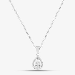 Silver Cubic Zirconia Teardrop Pendant P612484